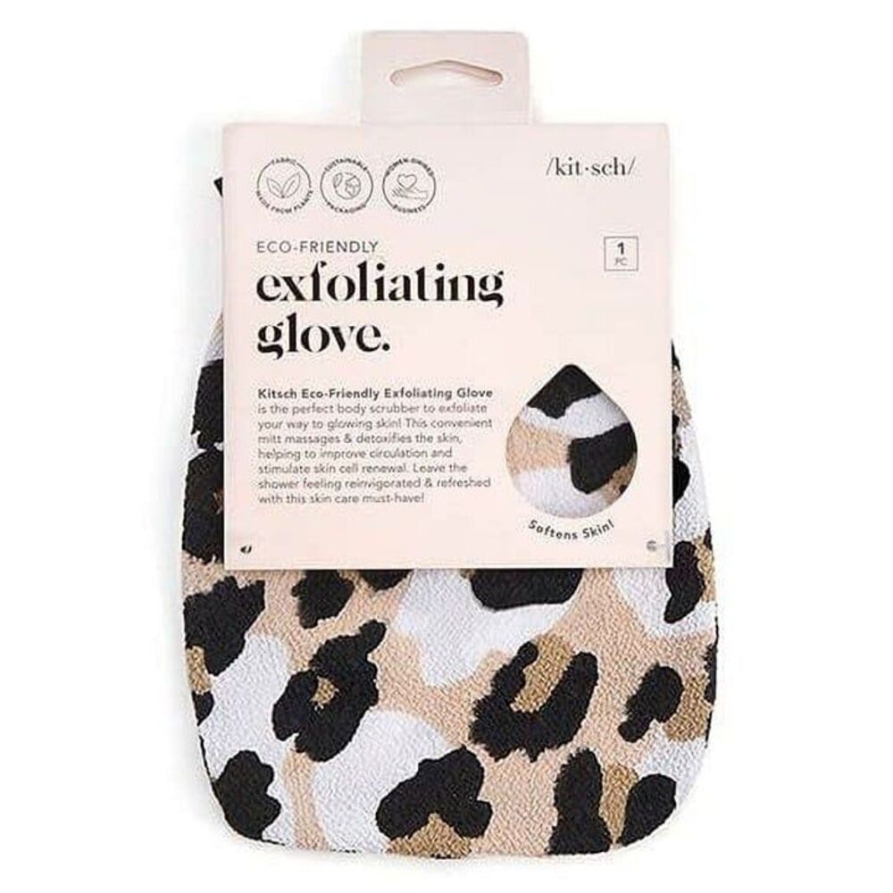 Kitsch Eco Friendly Exfoliating Body Glove Mitten Leopard Print